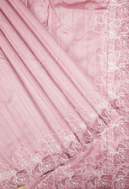 Ballet Pink Tussar Saree with Without Zari Zari Plain