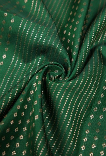 Pine Green Soft Silk Saree with Copper Zari Stripes