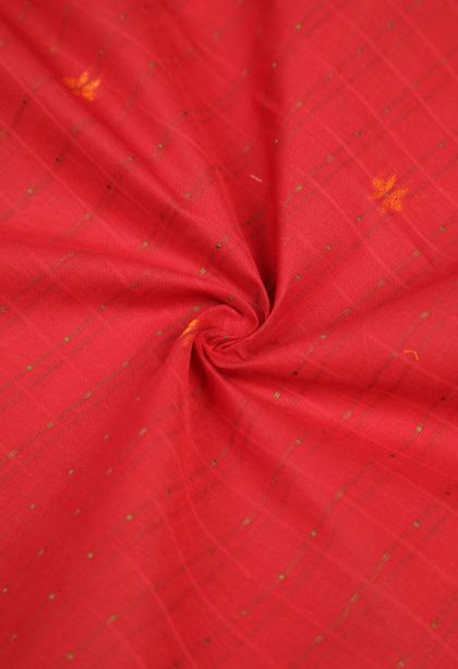 Candy Red Kovai Cotton Sarees with Without Zari Zari Stripes