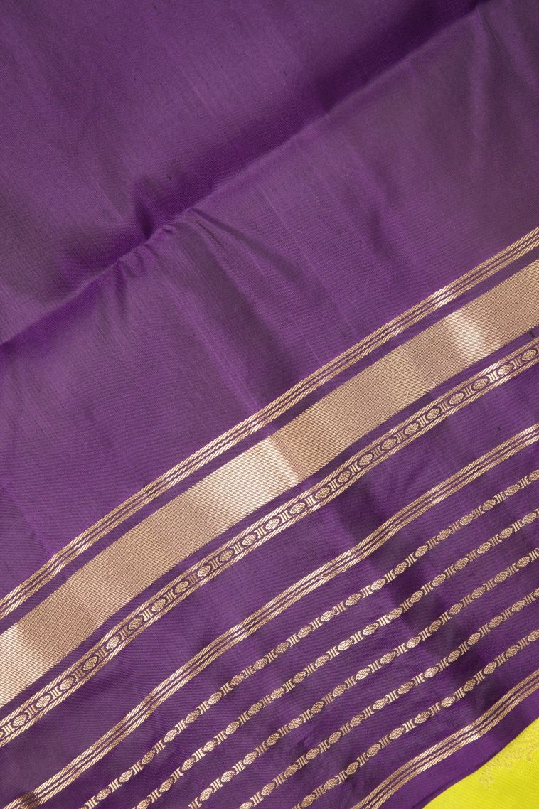 Basil Green Soft Silk Saree with Silver Zari Buttis (small Dots Or Motifs) view 3