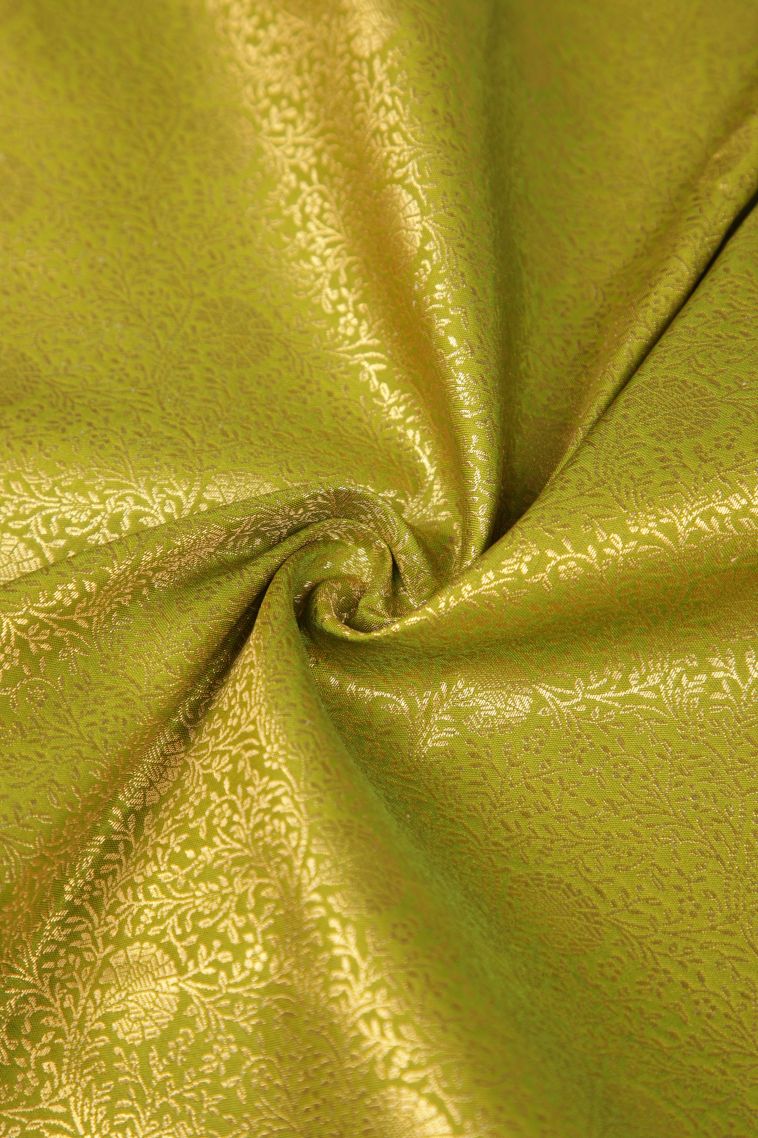 Pear Green Samudrika Pattu with Copper Zari Floral Patterns view 4