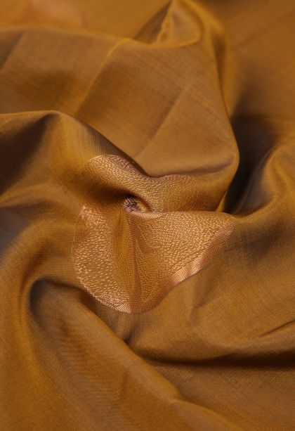 Cider Orange Soft Silk Saree with Copper Zari Buttis (small Dots Or Motifs)