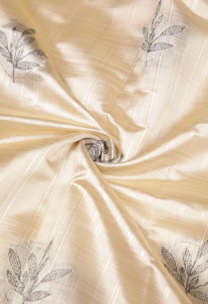 Cream White Tussar Saree with Bronze Zari Buttis (small Dots Or Motifs)