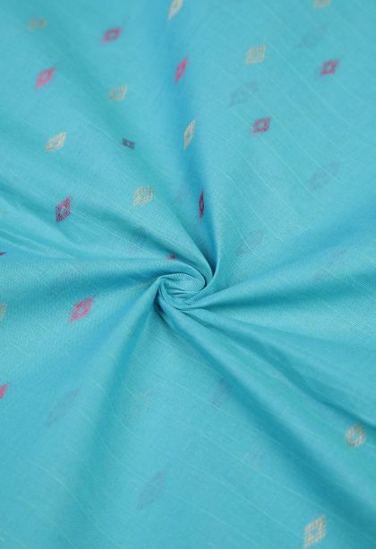 Arctic Blue Kovai Cotton Sarees with Without Zari Zari Buttis (small Dots Or Motifs)