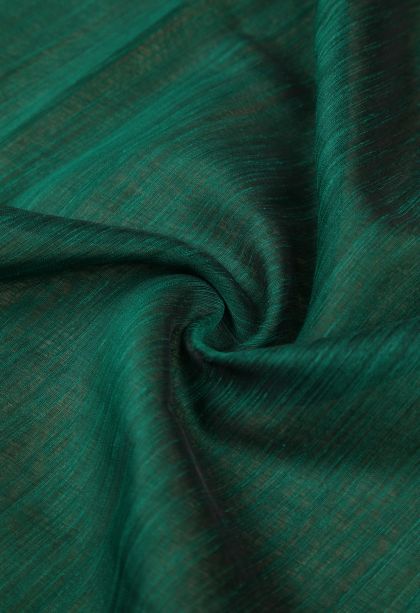 Emerald Green Tussar Saree with Without Zari Zari Plain