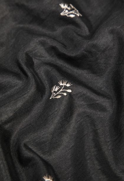 Asphalt Black Tussar Saree with Without Zari Zari Buttis (small Dots Or Motifs)