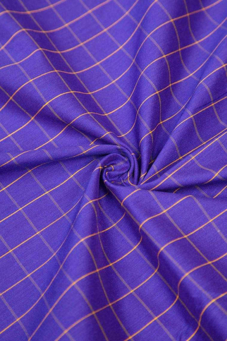 Azure Blue Kalyani Cotton with Without Zari Zari Checks view 4