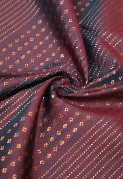 Bosenberry Purple Soft Silk Saree with Copper Zari Stripes