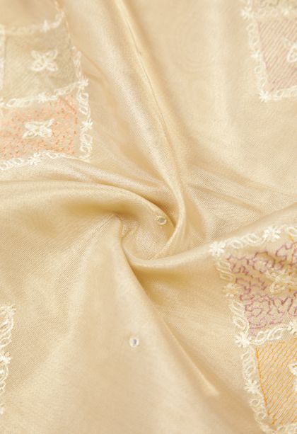 Cream White Tussar Saree with Without Zari Zari Floral Patterns