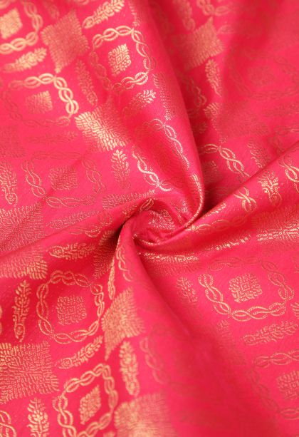 Punch Pink Samudrika Pattu with Copper Zari Floral Patterns