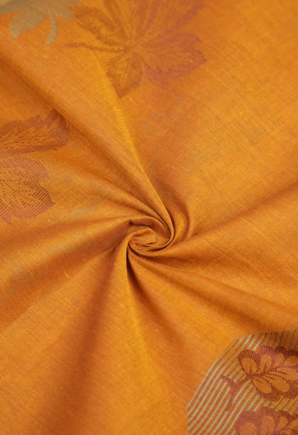 Honey Orange Kovai Cotton Sarees with Without Zari Zari Buttis (small Dots Or Motifs)