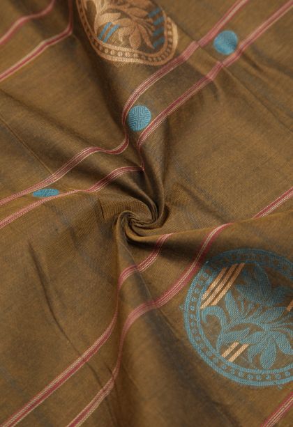 Peanut Brown Kovai Cotton Sarees with Without Zari Zari Buttis (small Dots Or Motifs)