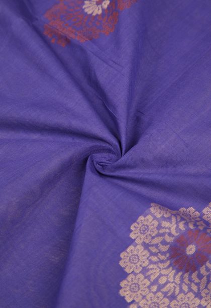 Cobalt Blue Pure Handloom Kovai Cotton with Without Zari Zari Buttis (small Dots Or Motifs)