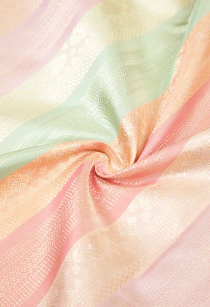 Ballet Pink Kanchipuram Silk Sarees with Gold And Silver Zari Stripes