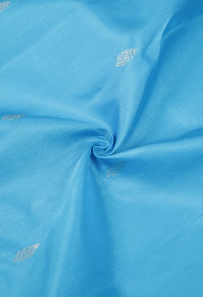 Sky Blue Soft Silk Saree with Gold Zari Buttis (small Dots Or Motifs)