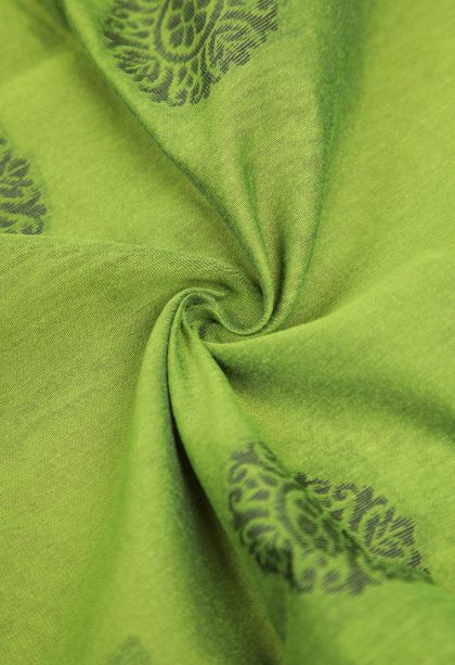 Pear Green Silk Cotton with Without Zari Zari Buttis (small Dots Or Motifs)