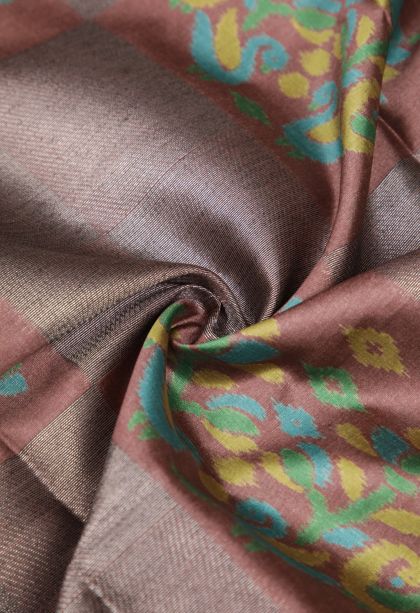 Cinnamon Brown Tussar Saree with Without Zari Zari Checks
