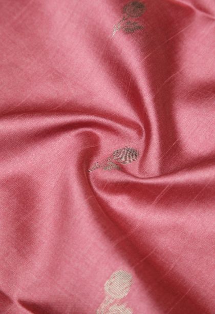 Lemonade Pink Tussar Saree with Bronze Zari Buttis (small Dots Or Motifs)