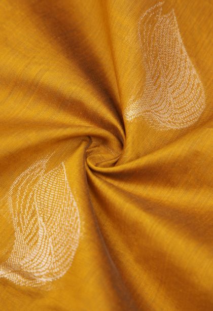Lemon Yellow Silk Cotton Sarees with Silver Zari Buttis (small Dots Or Motifs)