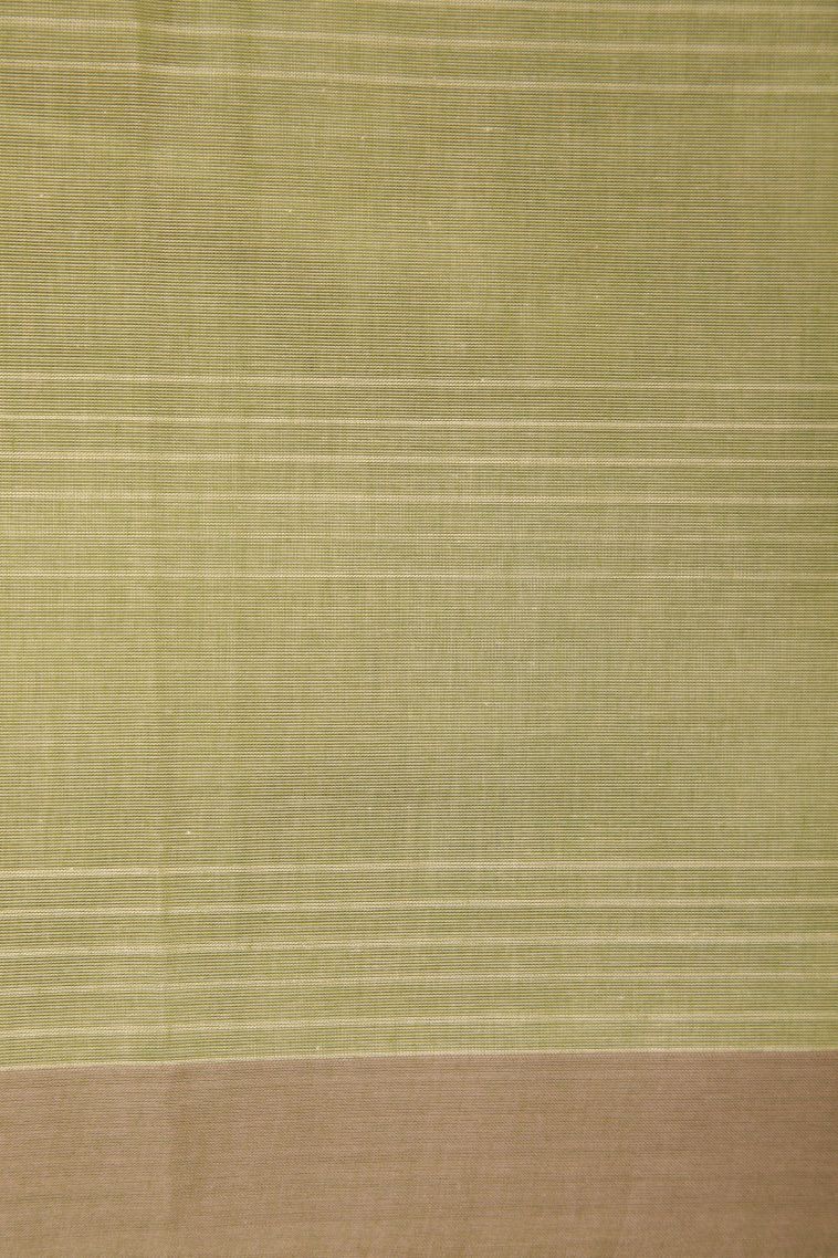 Olive Green Kovai Cotton Sarees with Without Zari Zari Stripes view 3
