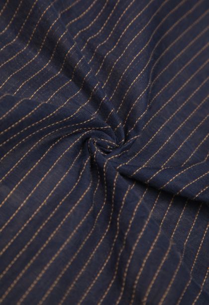 Denim Blue Kanchi Cotton Sarees with Without Zari Zari Stripes