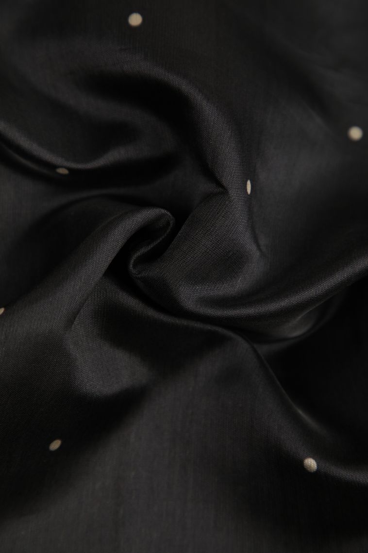 Asphalt Black Fancy Saree with Silver Zari Floral Patterns view 4