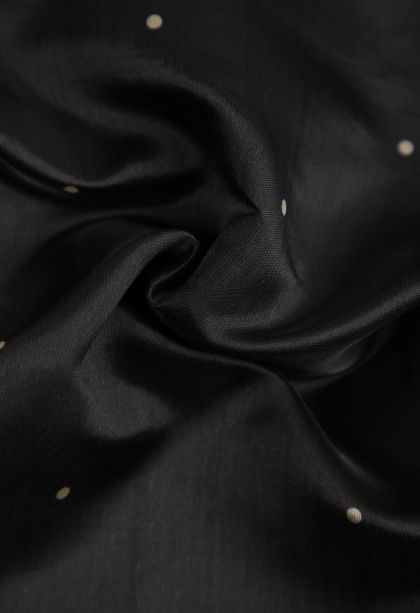 Asphalt Black Fancy Saree with Silver Zari Floral Patterns