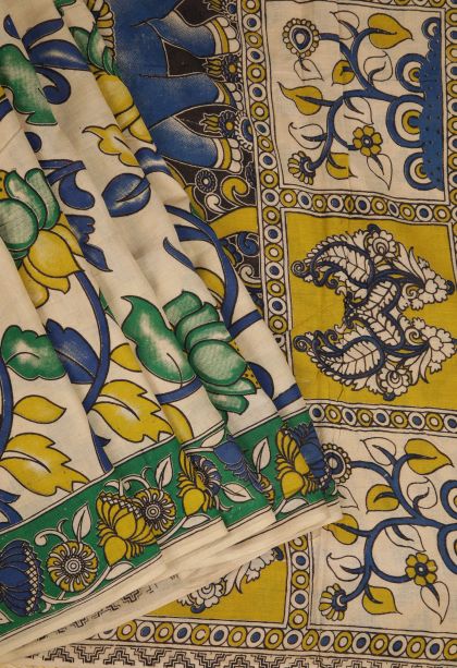 Cookie Yellow Cotton Sarees with Without Zari Zari Floral Patterns