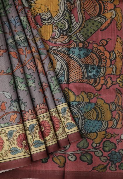 Stone Blue Fancy Saree with Without Zari Zari Floral Patterns