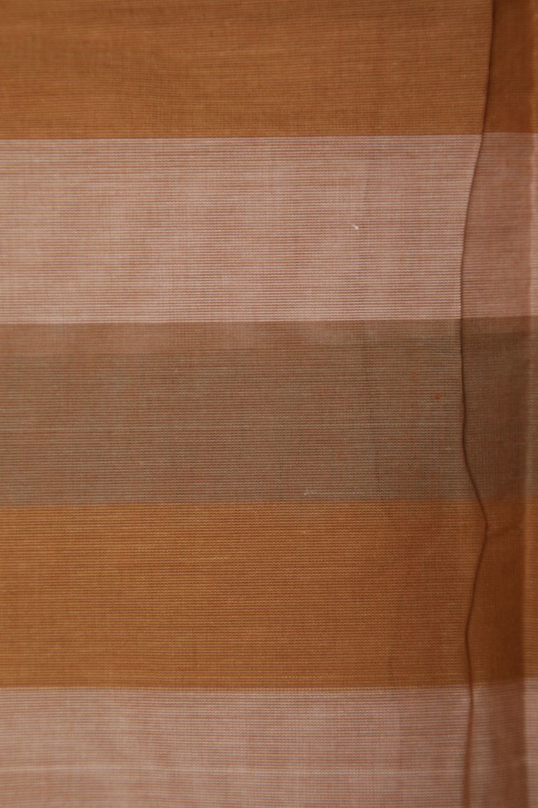 Tawny Brown Kanchi Cotton Sarees with Gold Zari Geometric Shapes view 3