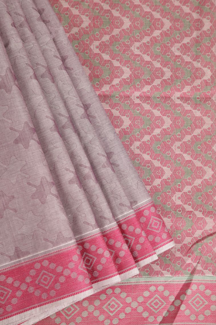 Heather Purple Kovai Cotton Sarees with Without Zari Zari Floral Patterns view 1