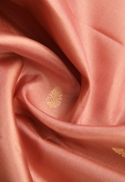 Flamingo Pink Soft Silk Saree with Gold Zari Buttis (small Dots Or Motifs)