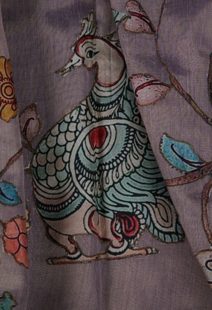 Cedar Brown Fancy Saree with Gold Zari Animal And Bird Motifs