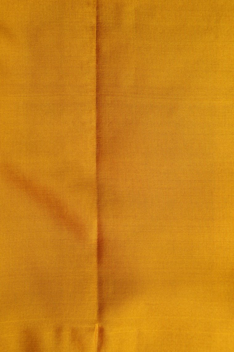 Merigold Orange Silk Sarees with Gold Zari Floral Patterns view 3