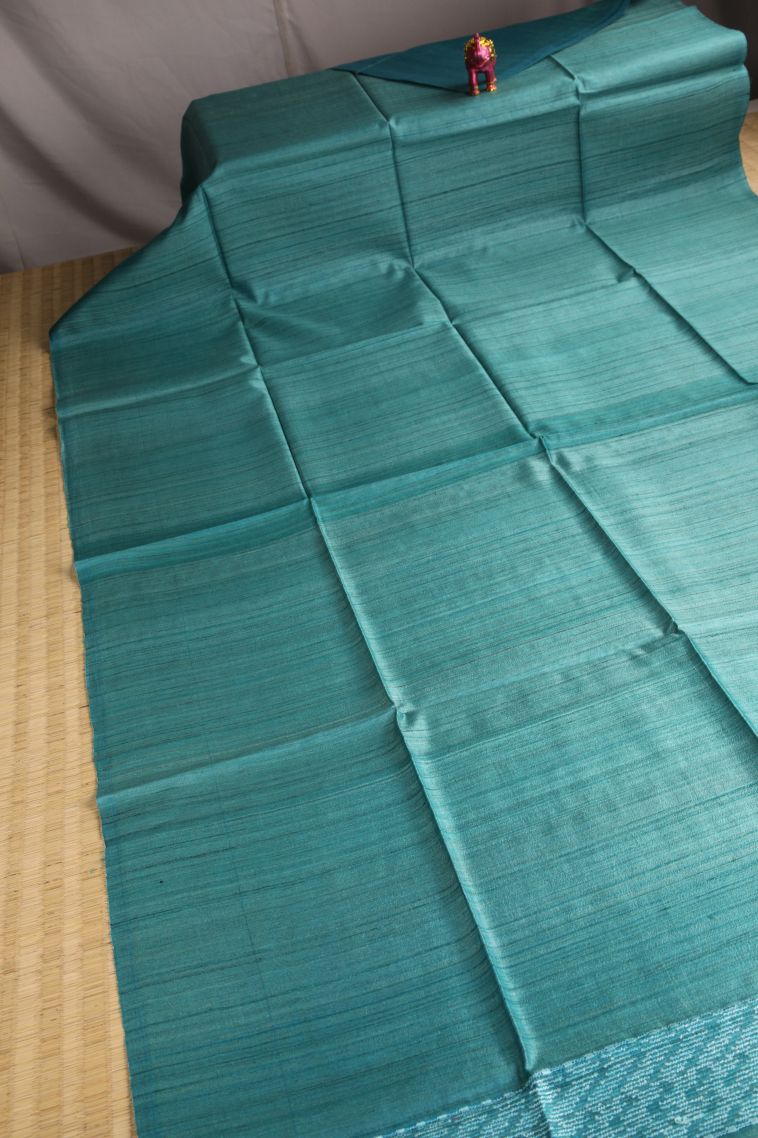 Sapphire Blue Jute Sarees with Without Zari Zari Plain view 2