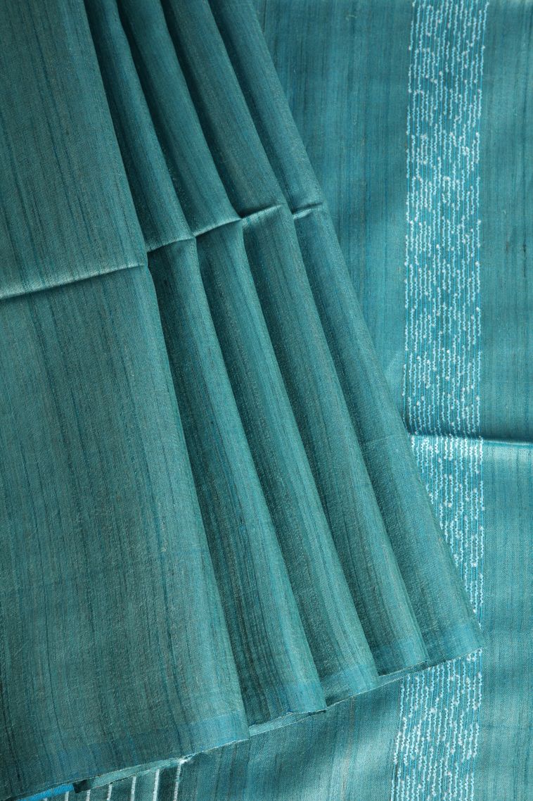 Sapphire Blue Jute Sarees with Without Zari Zari Plain view 1