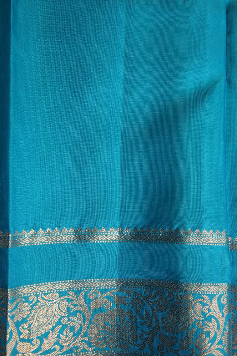 Admiral Blue Soft Silk Saree with Gold Zari Buttis (small Dots Or Motifs) view 3