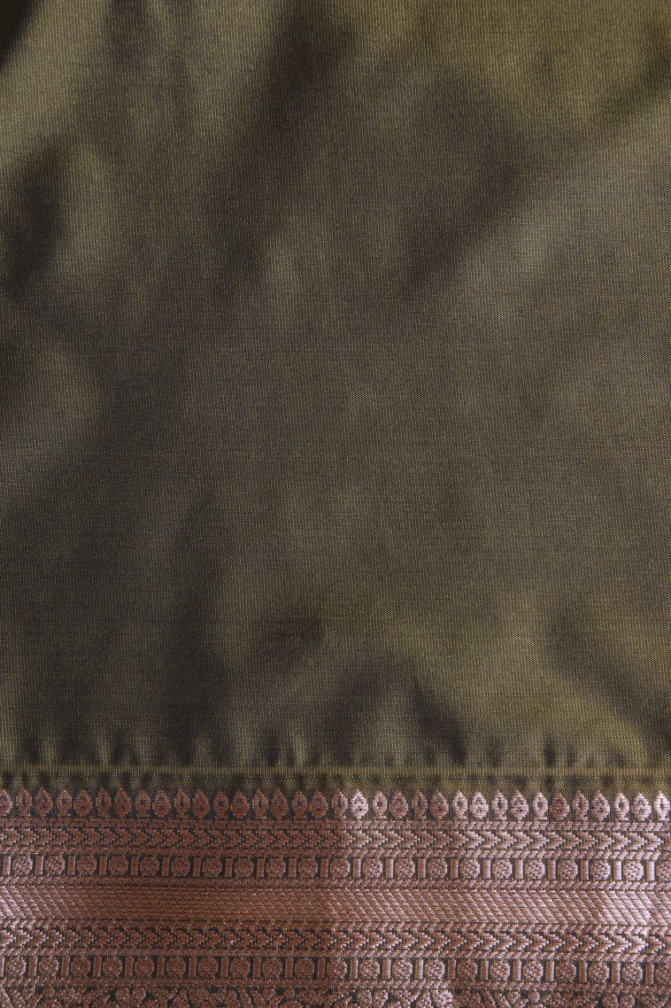 Admiral Blue Soft Silk Sarees with Gold Zari Floral Patterns view 3