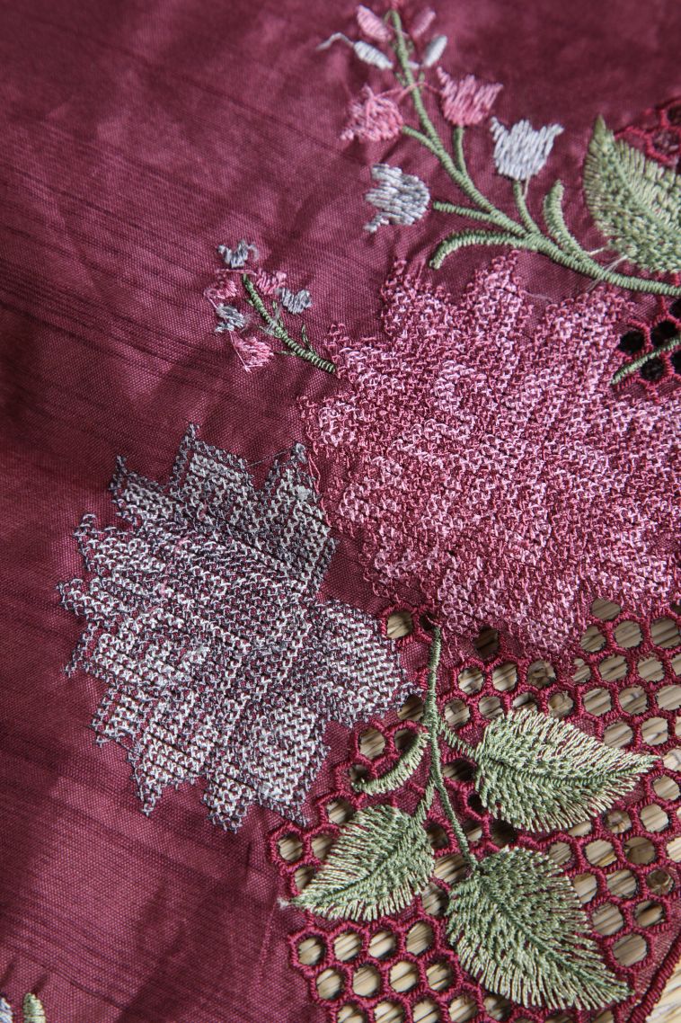 Bosenberry Purple Semi Tussar Silk with Without Zari Zari Floral Patterns view 4