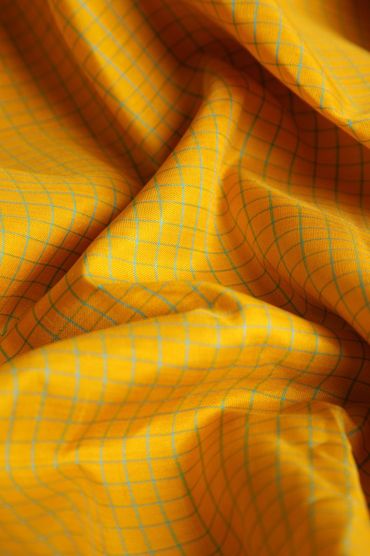 Lemon Yellow Kanchipuram Silk Sarees with Gold Zari Checks view 4
