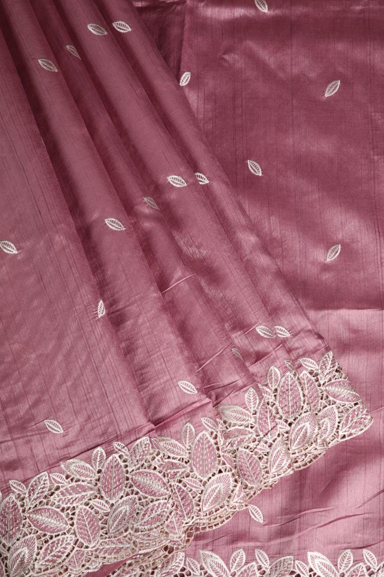 Ballet Pink Semi Tussar Silk with Without Zari Zari Buttis (small Dots Or Motifs) view 1