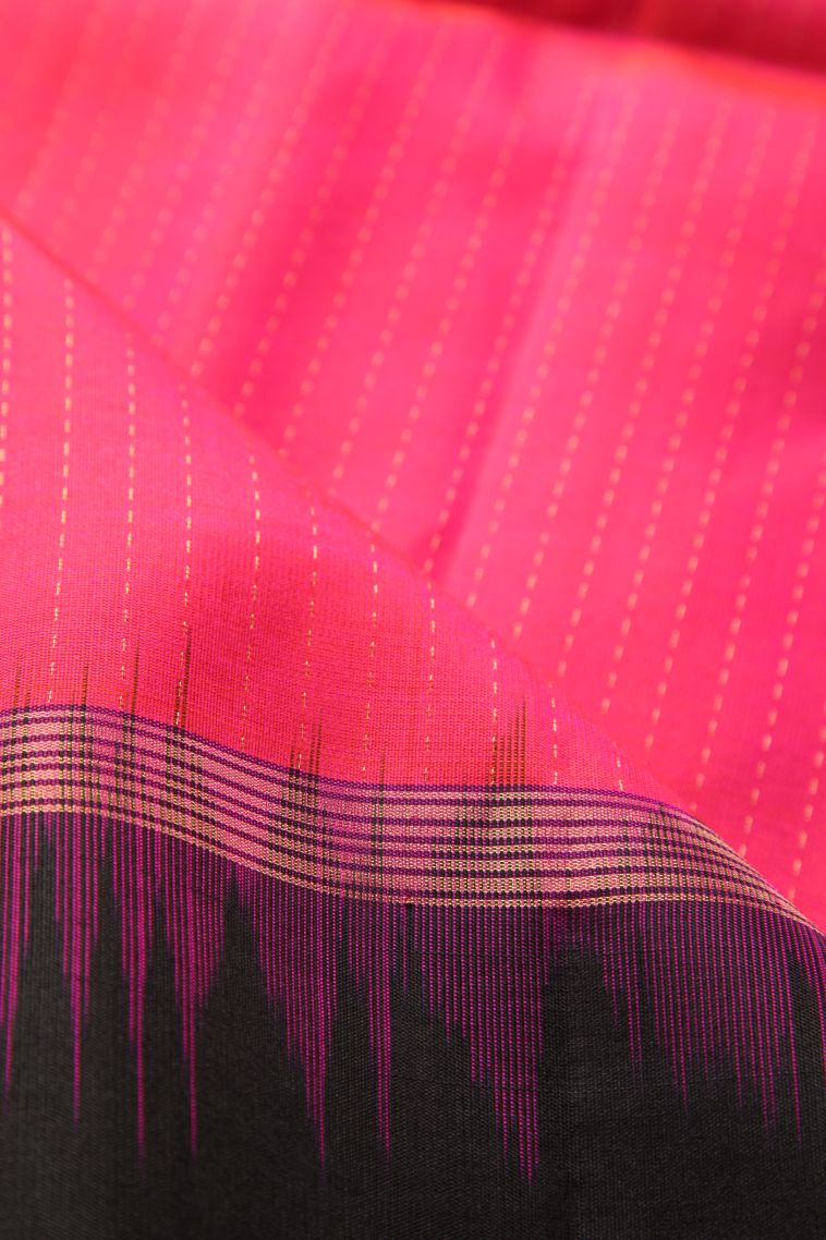 Peach Pink Soft Silk Saree with Gold Zari Rain Drops Mottif view 4