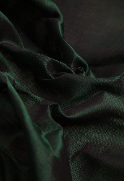 Pine Green Silk Cotton with Gold Zari Plain