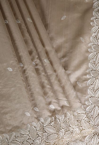 Vanilla Custard Yellow Semi Tussar Silk with Without Zari Zari Buttis (small Dots Or Motifs)