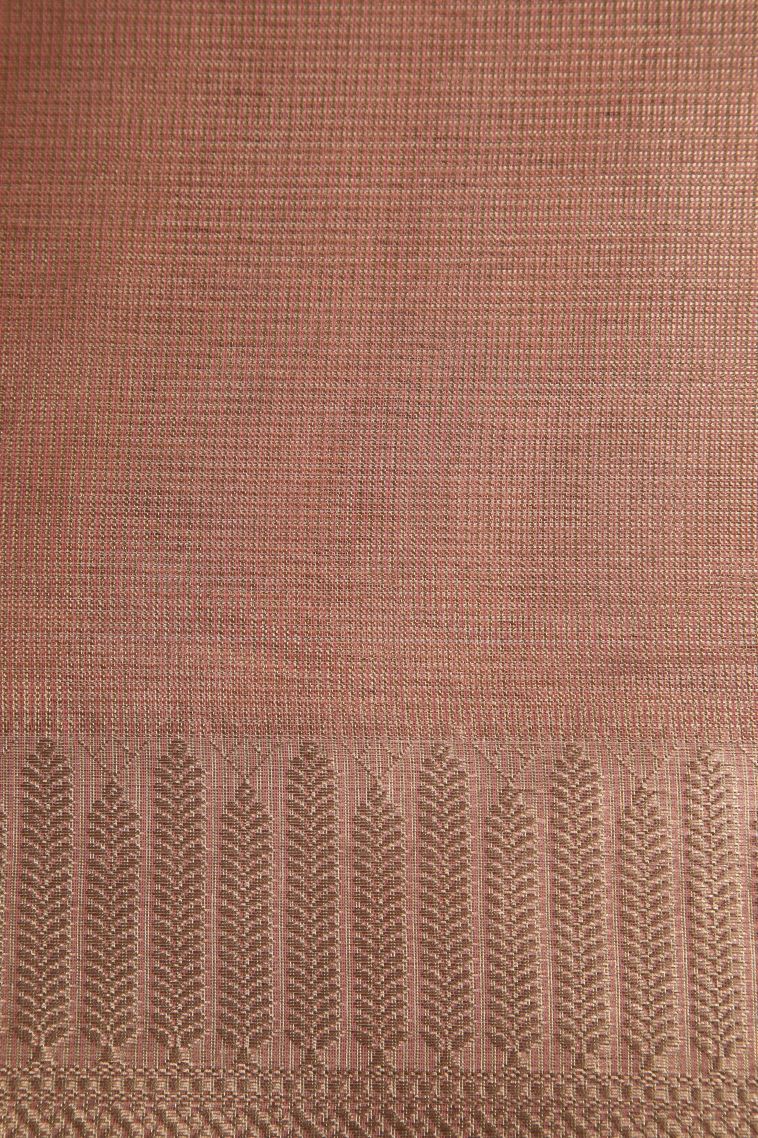 Flamingo Pink Tissue Silk Sarees with Gold Zari Geometric Shapes view 3