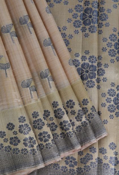 Vanilla Custard Yellow Raw Silk Sarees with Without Zari Zari Floral Patterns