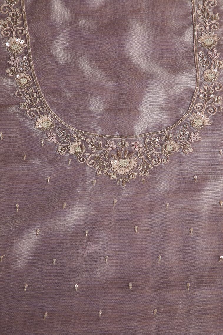 Periwinkle Purple Designer Sarees with Gold Zari Floral Patterns view 3