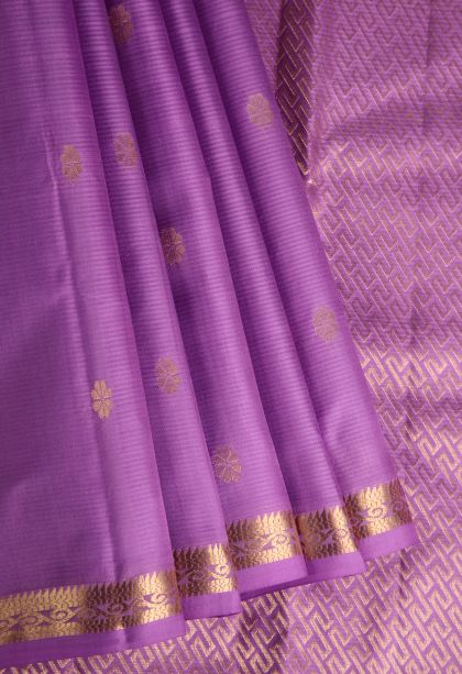 Iris Purple Soft Silk Saree with Gold Zari Floral Puttas