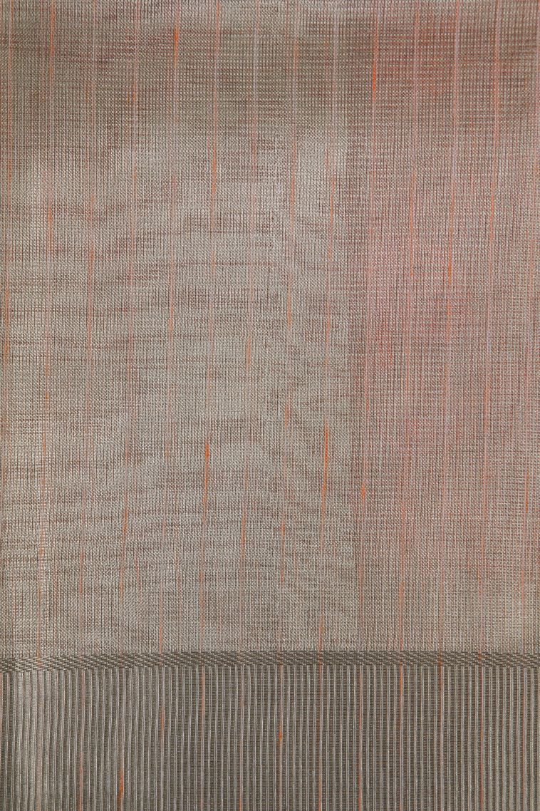 Peach Pink Tissue Silk Sarees with Gold And Silver Zari Floral Patterns view 3