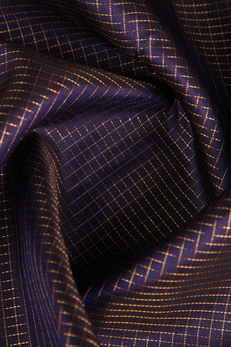 Indigo Blue Kanchipuram Silk Sarees with Gold Zari Vaira Oosi view 4